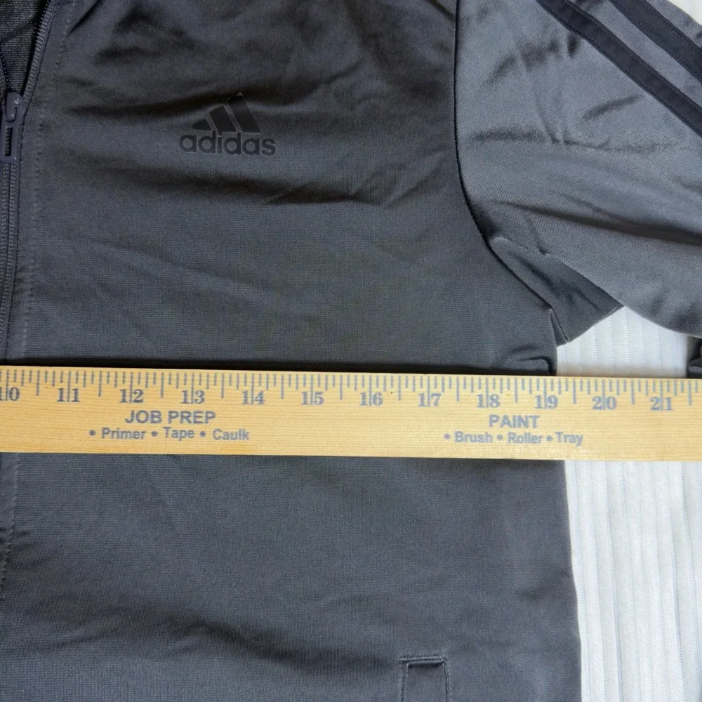 Adidas Primegreen Mens Track Jacket Dark Gray Full Zip Three Stripe Small